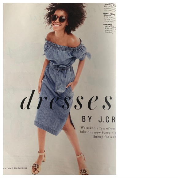 Off-the-shoulder chambray dress - Picture 2 of 8